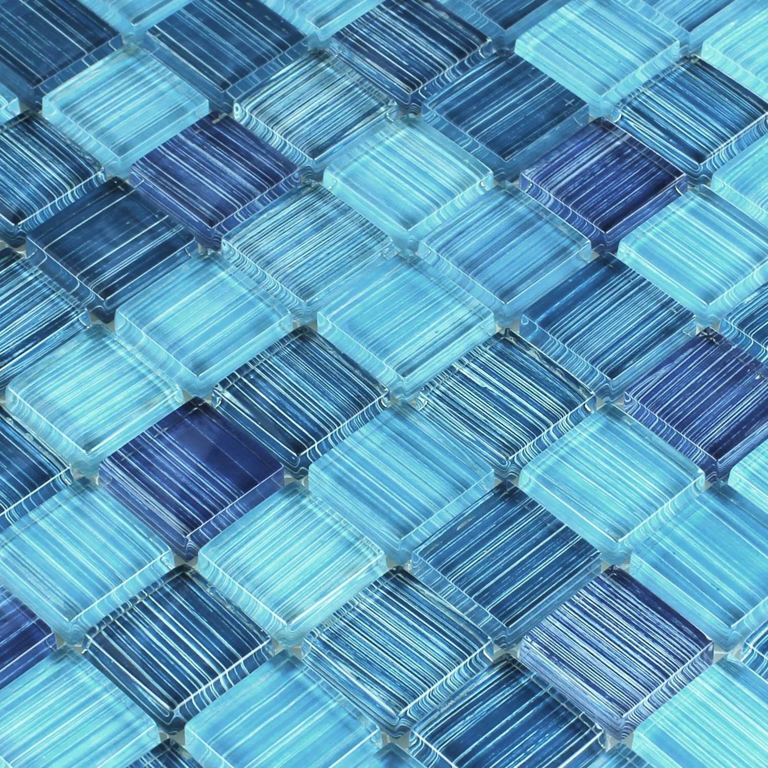 Uzorak Stakleni Mozaik Pločice Prugast Pločica Plava Mix