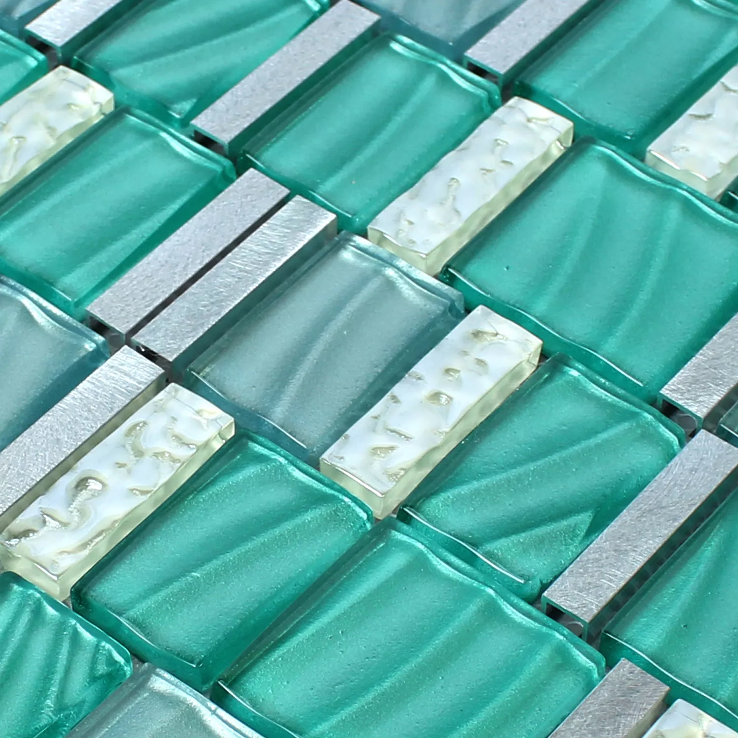 Uzorak Mozaik Pločice Staklo Aluminij Zelena Srebrna Mix