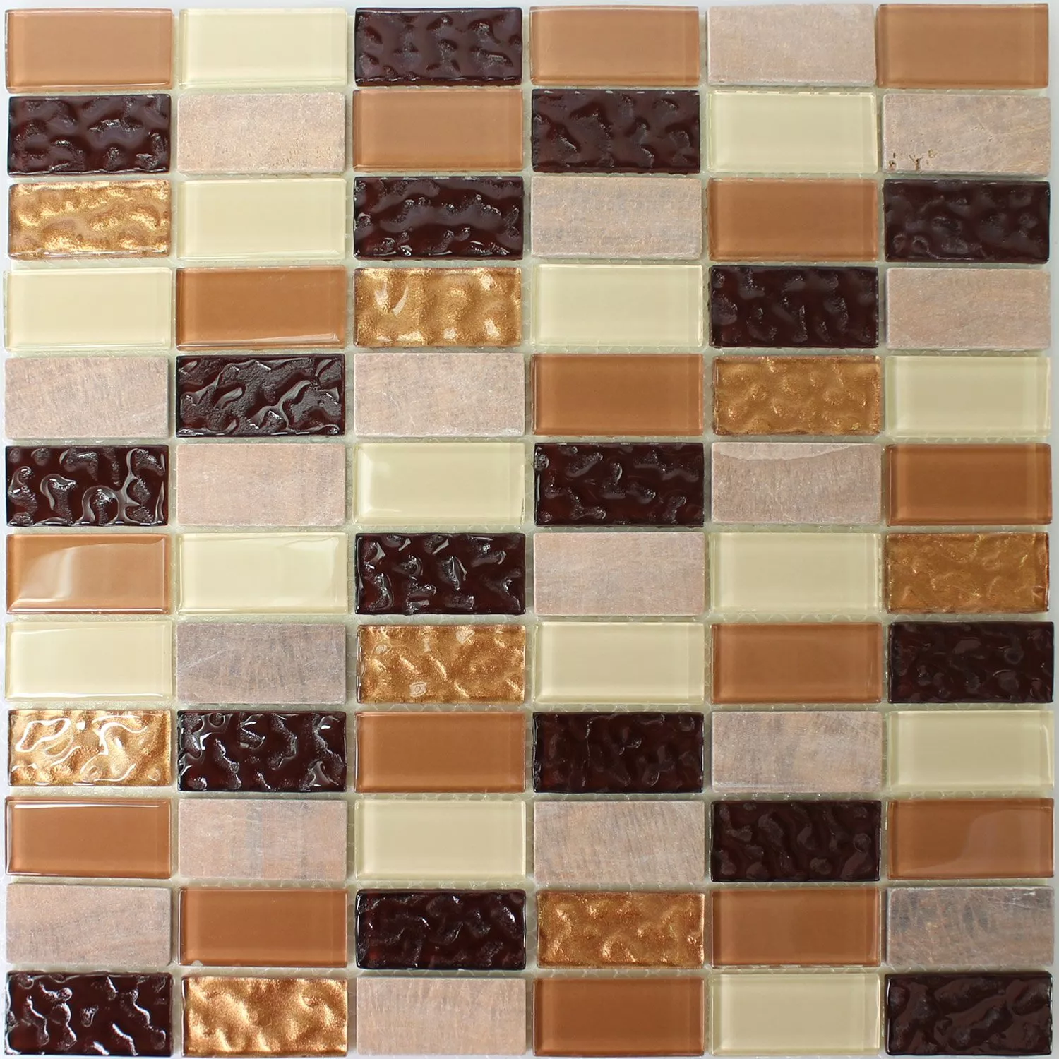 Samoljepljiv Mozaik Pločice Prirodni Kamen Staklo Bež Smeđa Brick