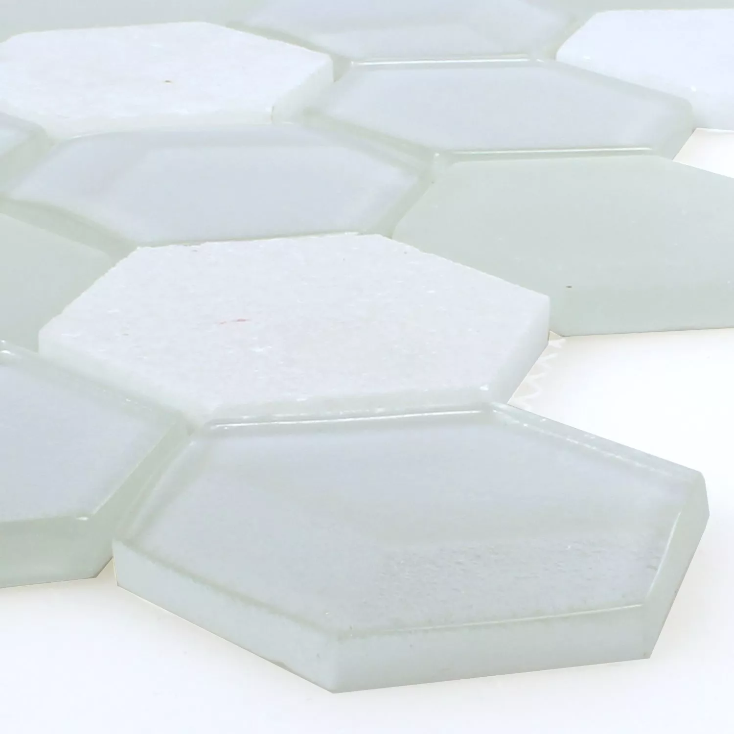 Uzorak Mozaik Pločice Šesterokut Staklo Prirodni Kamen Bijela 3D