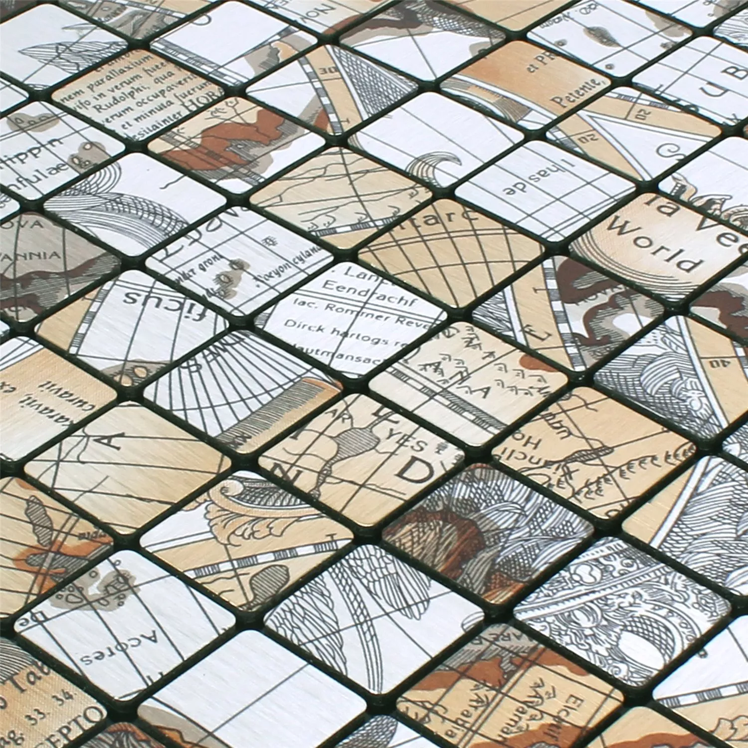 Mozaik Pločice Metal Samoljepljiv Pinta Karta Svijeta Srebrna