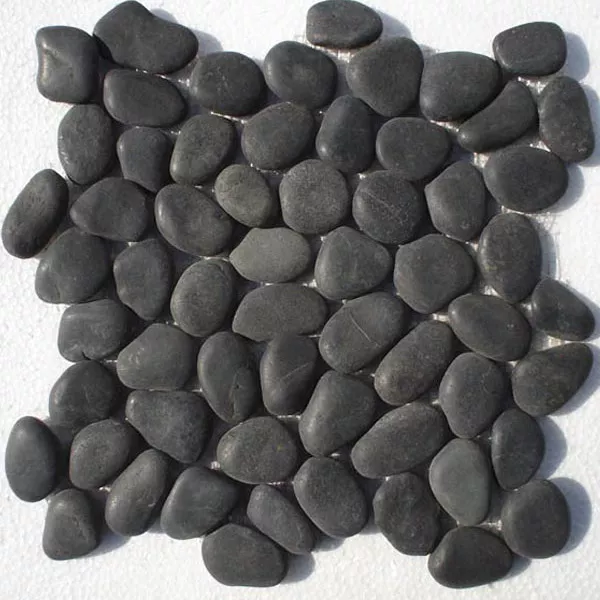 Mozaik Pločice Oblutak Prirodni Kamen Crna