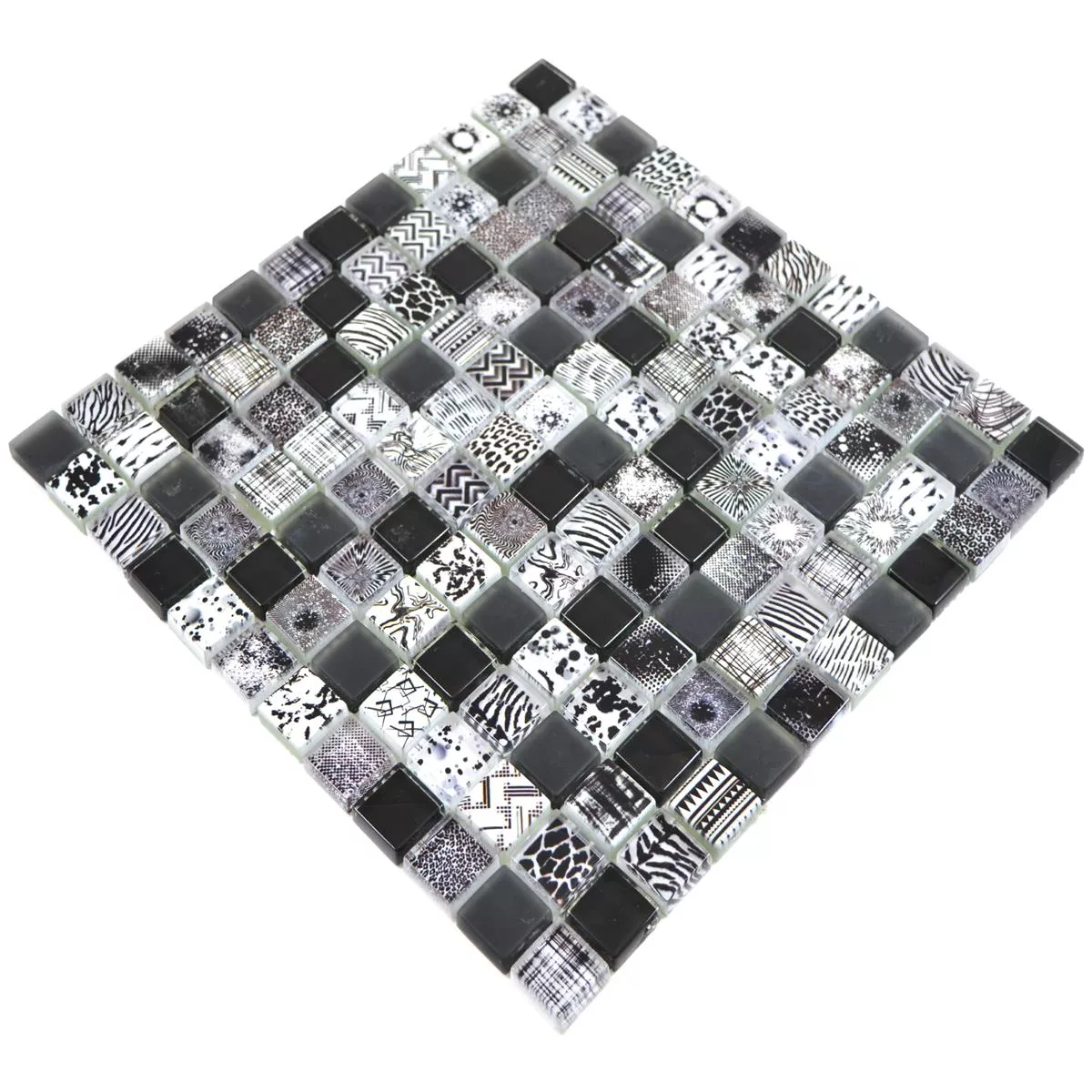 Stakleni Mozaik Pločice Cornelia Retro Izgled Crna