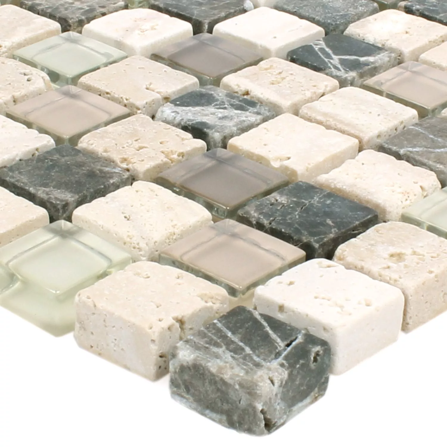 Uzorak Mozaik Pločice Milos Staklo Prirodni Kamen Mix Smeđa Bež Kvadrat