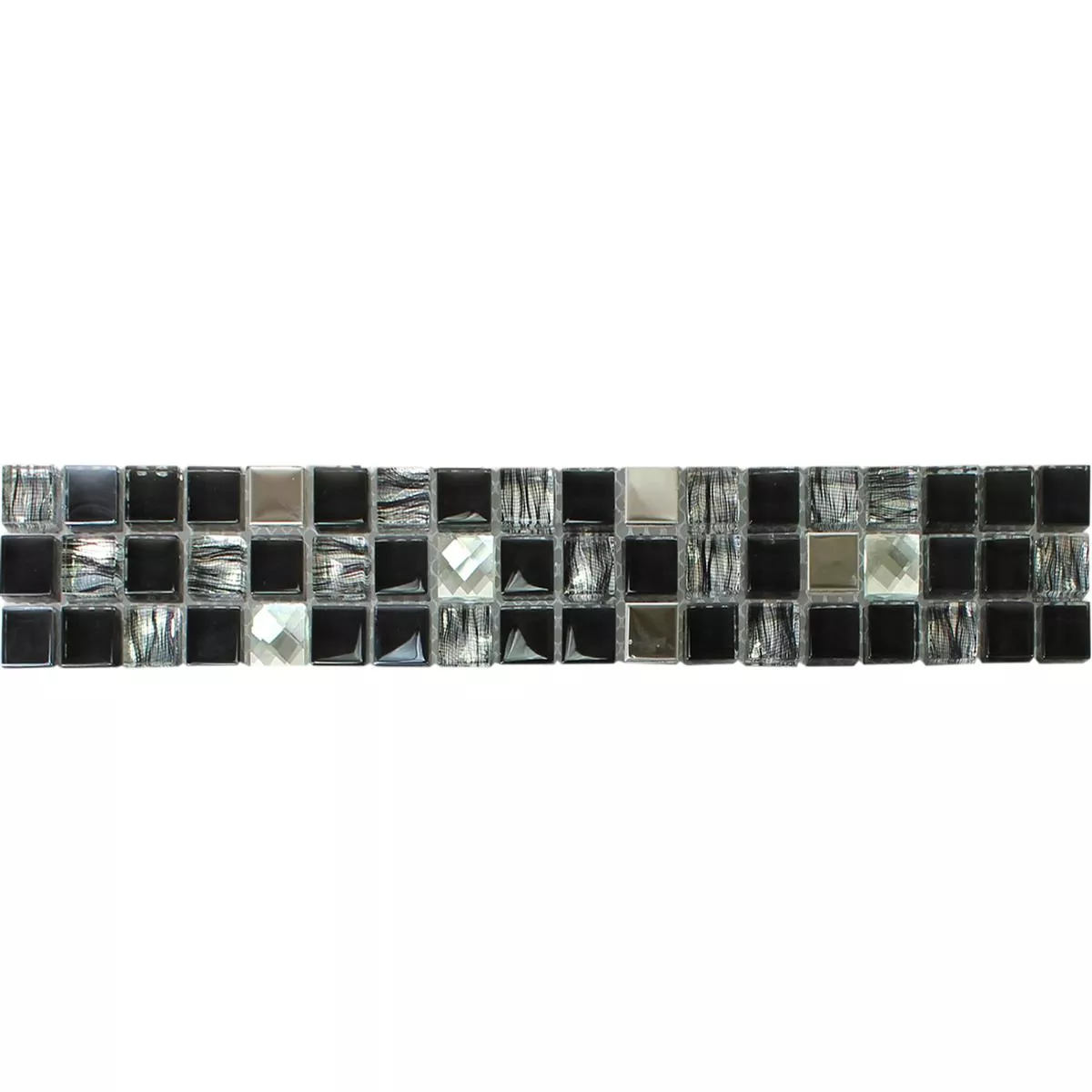 Staklo Metal Mozaikbordura Mexicali Crna Siva Srebrna
