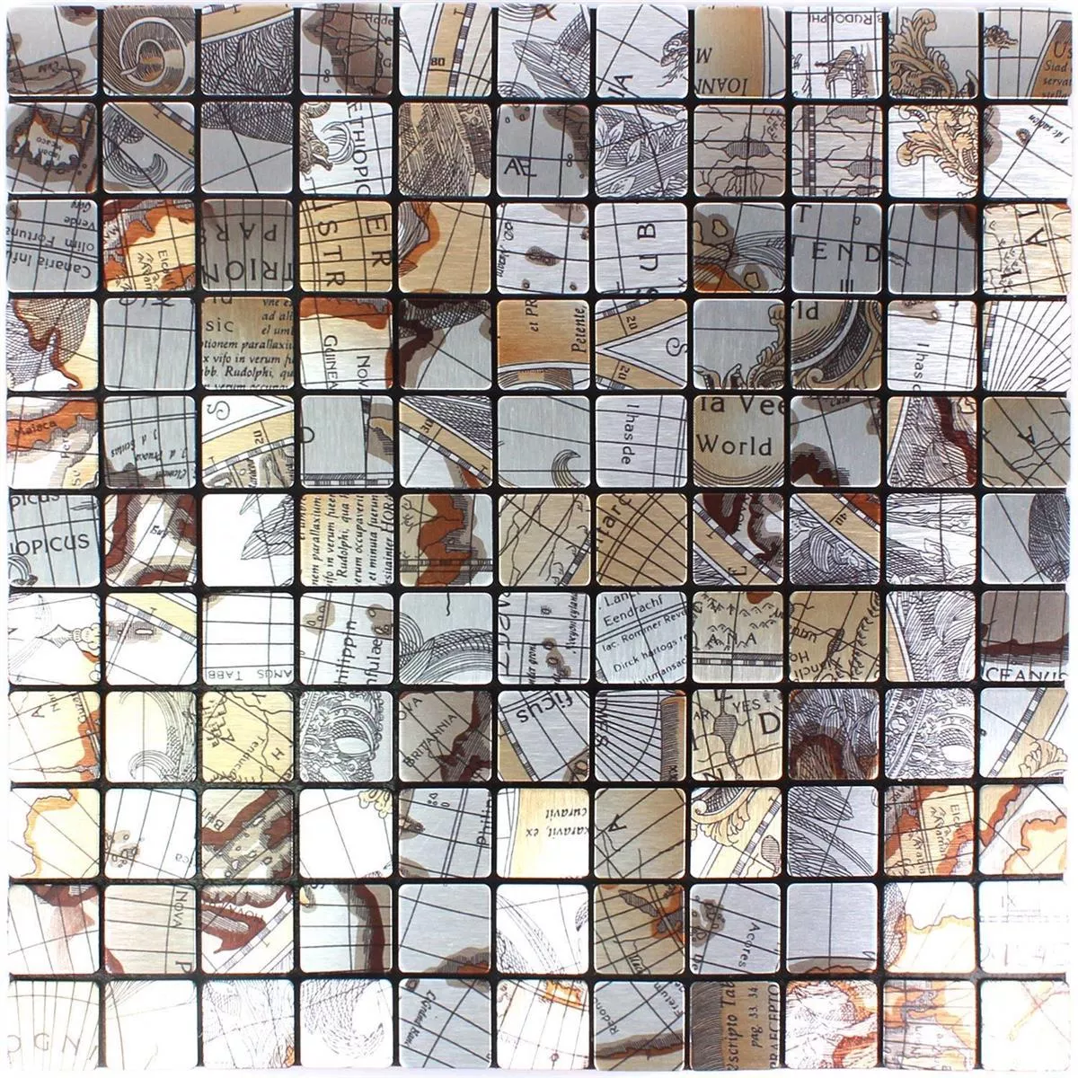 Uzorak Mozaik Pločice Metal Samoljepljiv Pinta Karta Svijeta Srebrna