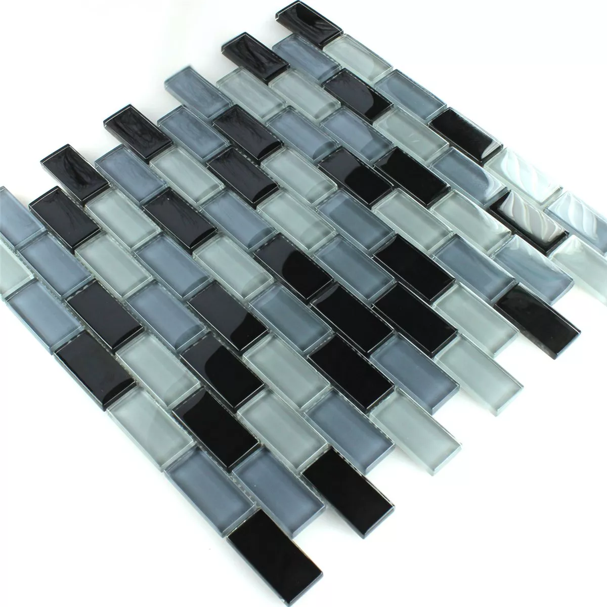 Mozaik Pločice Staklo Kristal Brick Crna