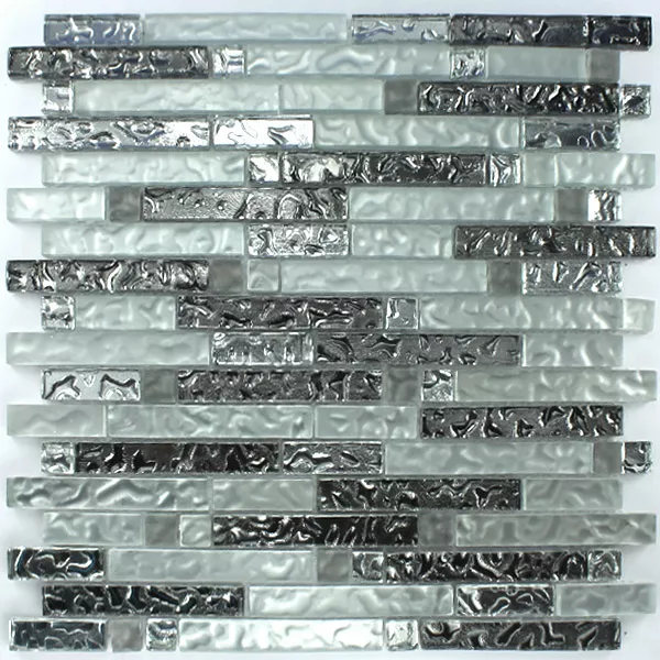 Stakleni Mozaik Pločice Srebrna Metal Kap Vode