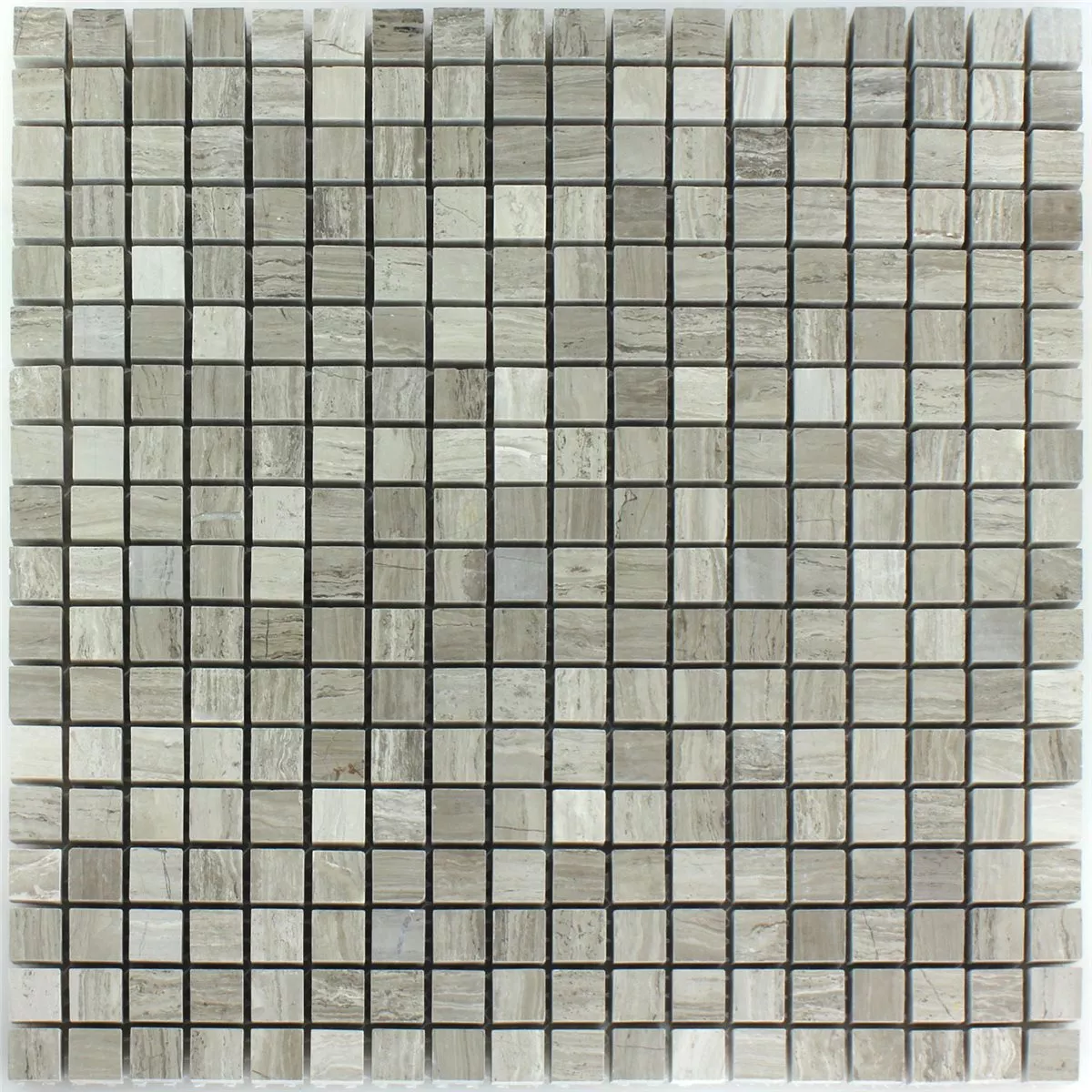 Mozaik Pločice Mramor 15x15x8mm Blato, Talog Siva Poliran