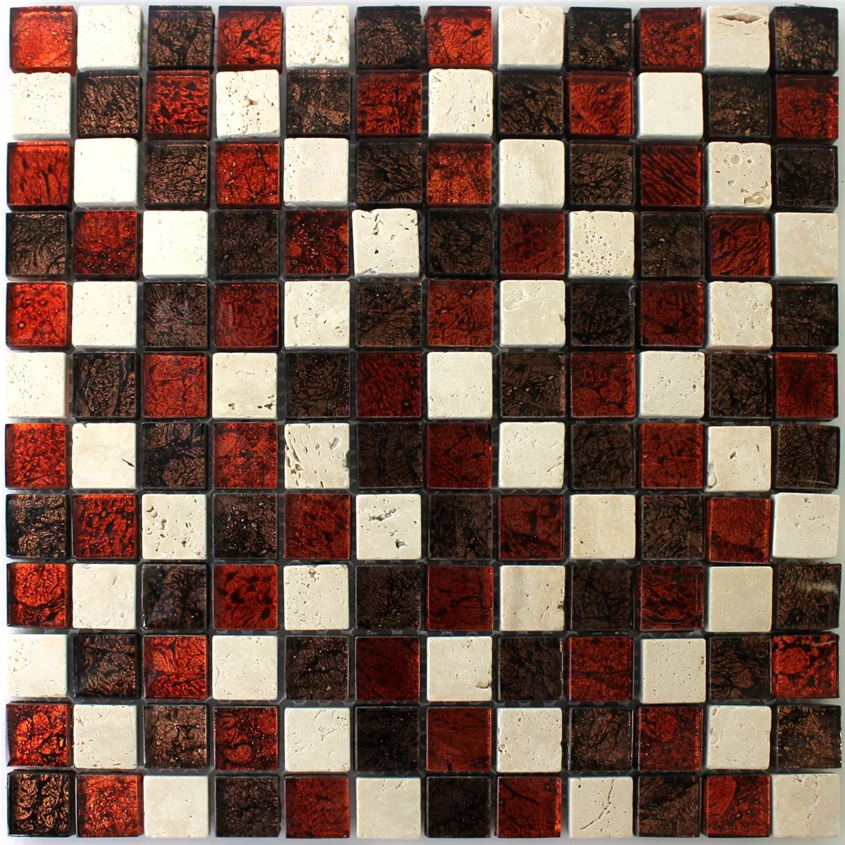Uzorak Mozaik Pločice Prirodni Kamen Staklo Crvena Smeđa Bež