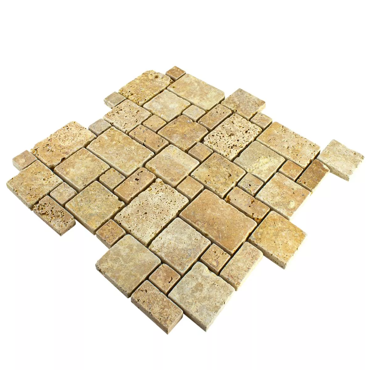Prirodni Kamen Travertin Mozaik Pločice LaGrange Zlatna