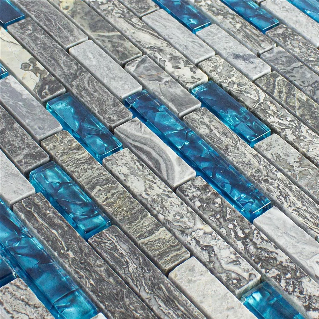 Uzorak Stakleni Mozaik Pločice Od Prirodnog Kamena Manavgat Siva Plava Brick