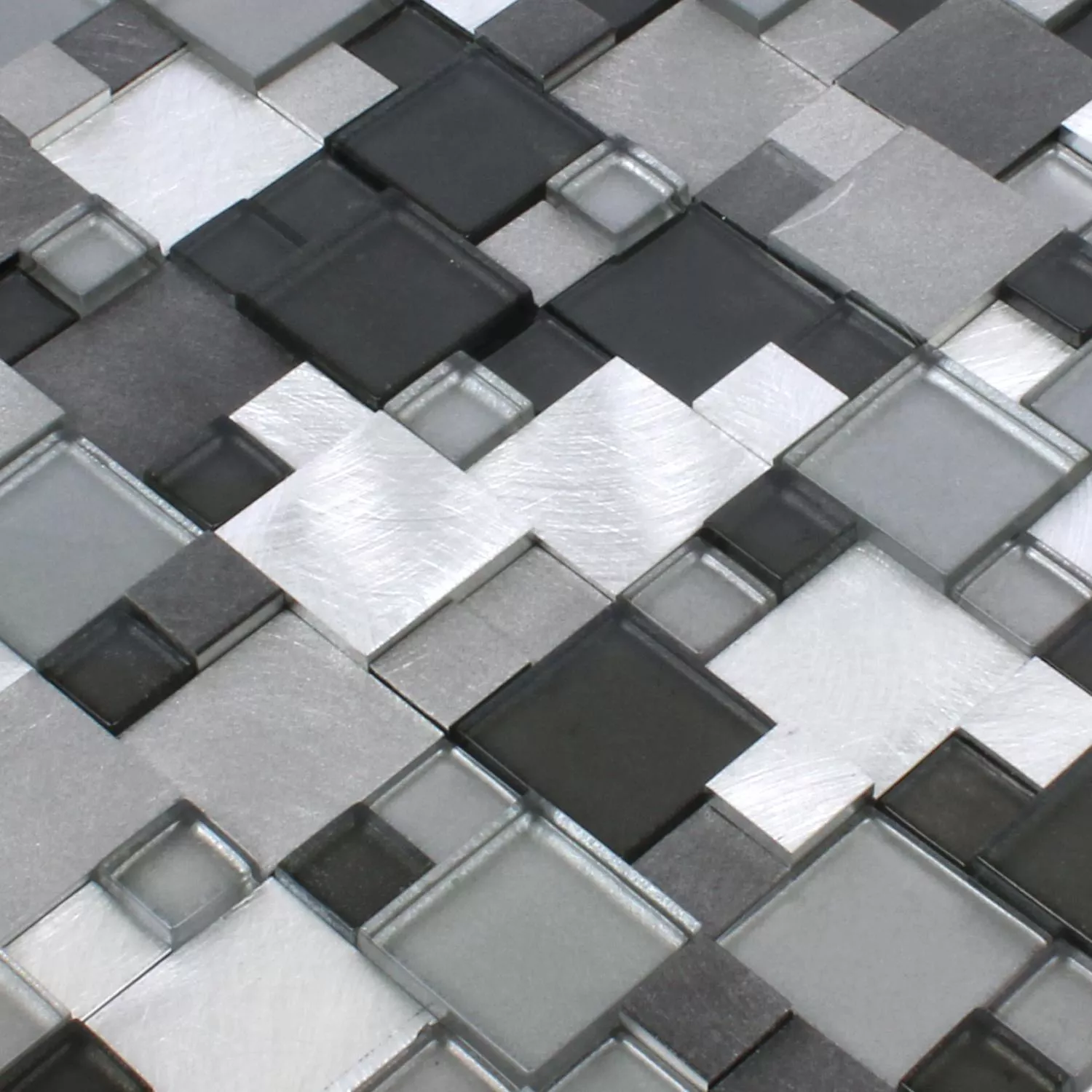 Mozaik Pločice Staklo Aluminij Condor 3D Crna Mix