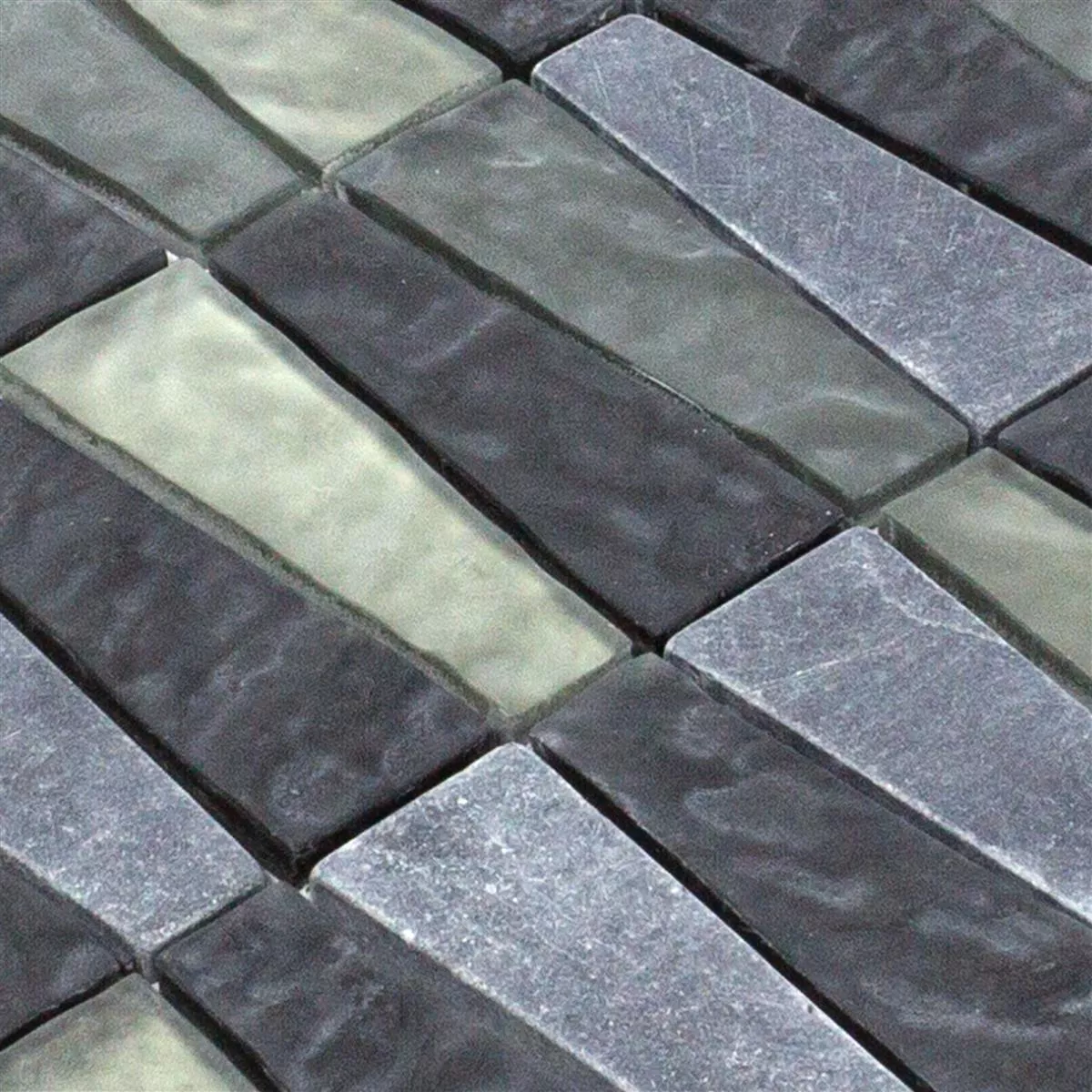 Mozaik Staklo Prirodni Kamen Pločice Marseille Siva Crna Mix 