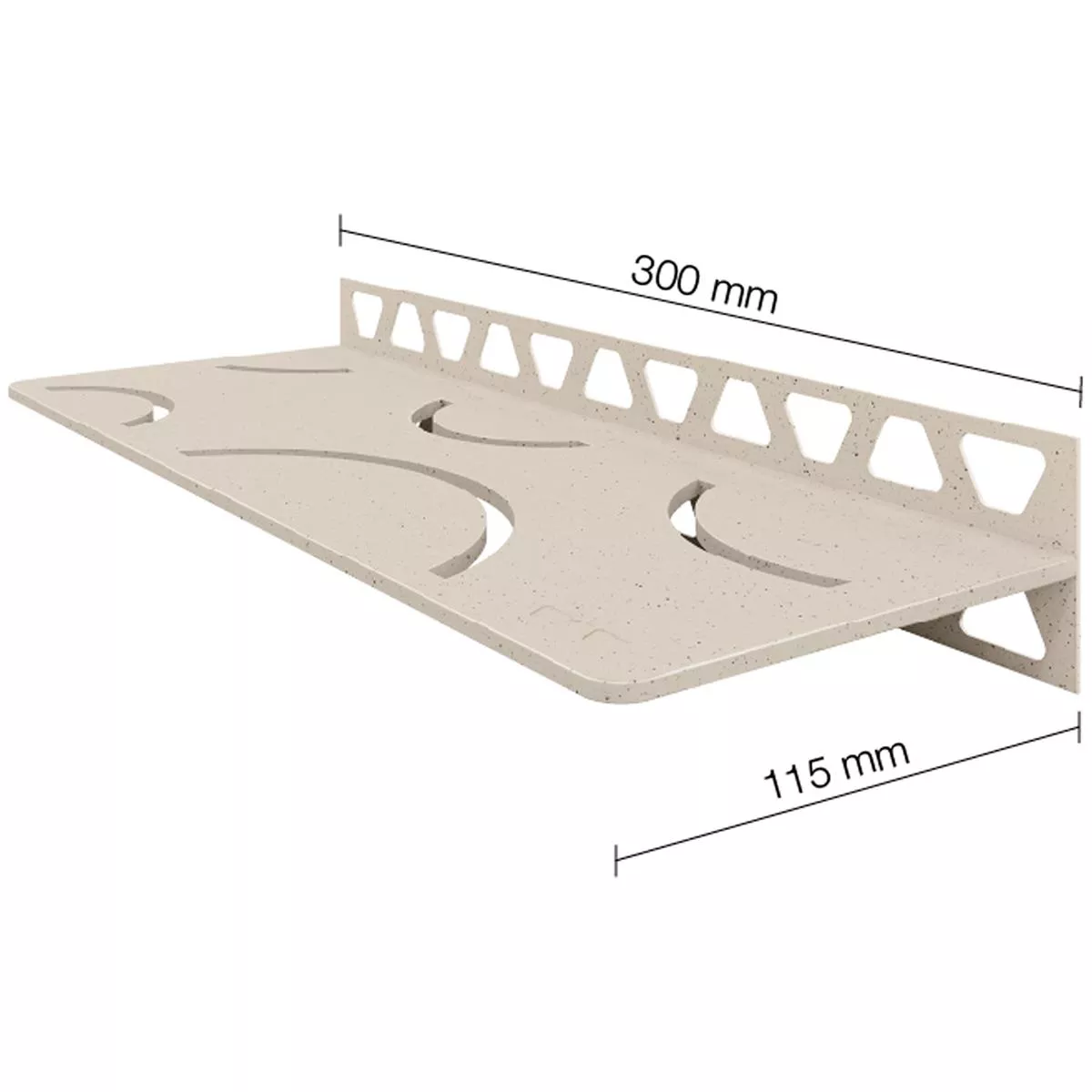 Polica za tuš Zidna polica Schlüter pravokutnik 30x11,5cm zakrivljena boja slonovače