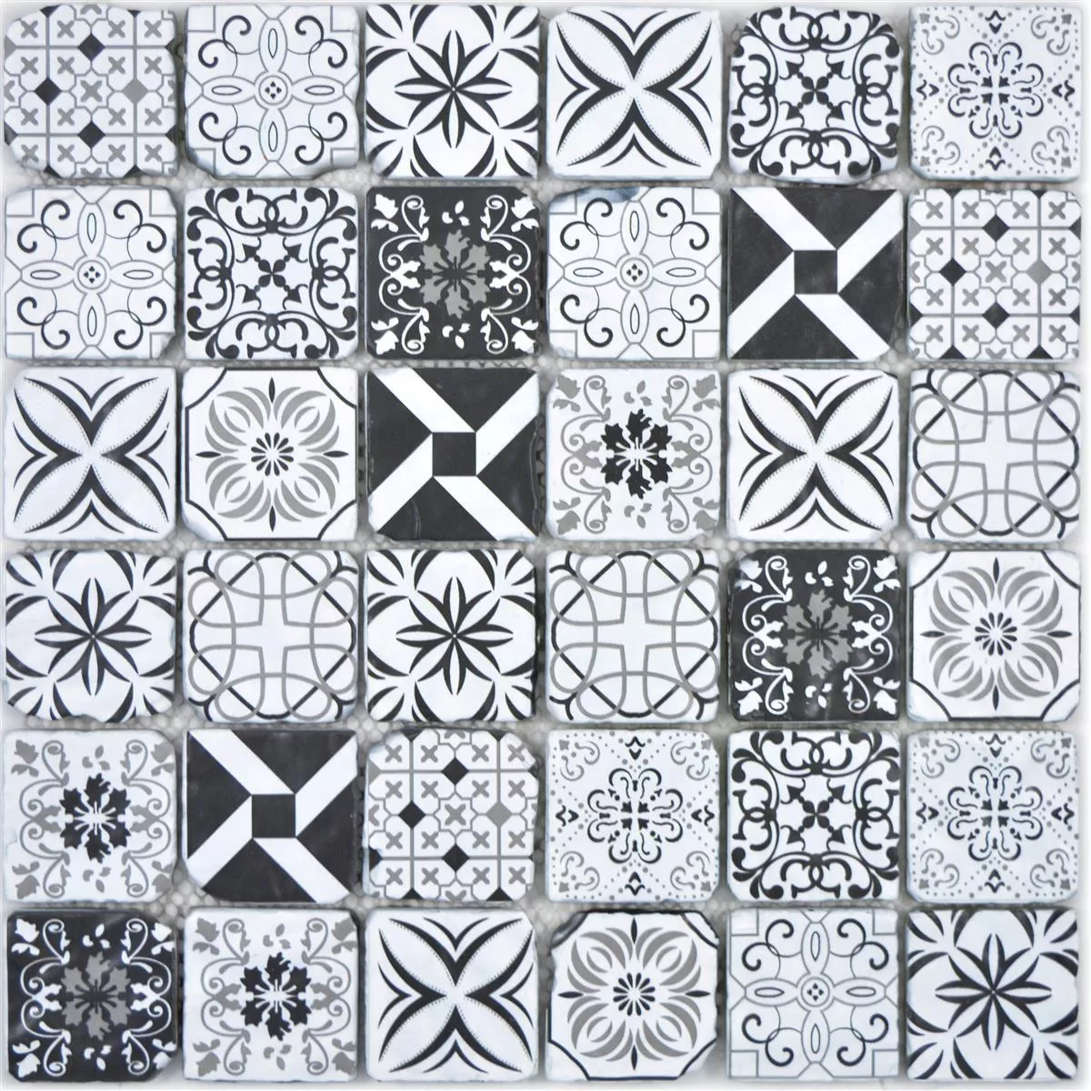 Stakleni Mozaik Pločice Starlite Retro Crna Bijela 48