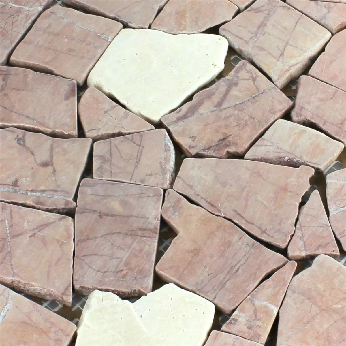 Uzorak Mozaik Pločice Lomljeni Mramor Rosso Verona Cream