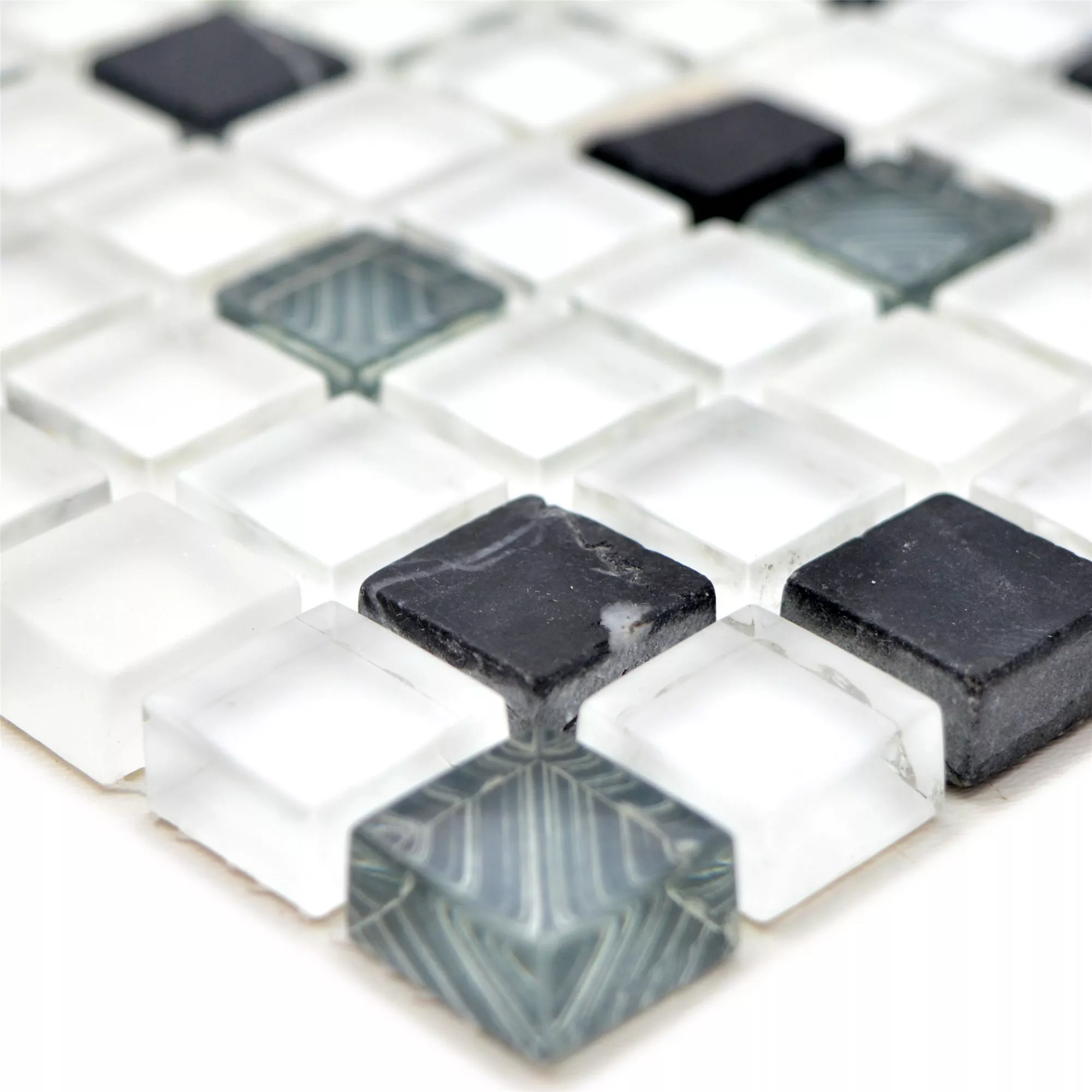 Uzorak Stakleni Mozaik Pločice Od Prirodnog Kamena Nexus Super Bijela Crna