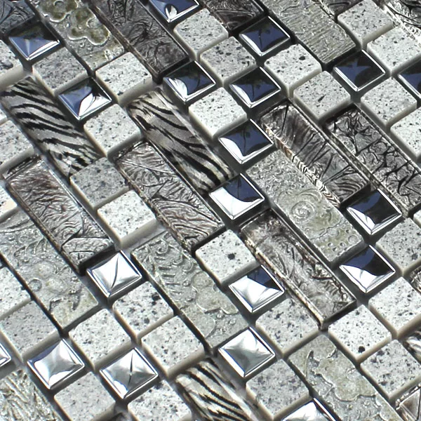 Uzorak Mozaik Pločice Staklo Metal Kvarc Kompozitno Srebrna