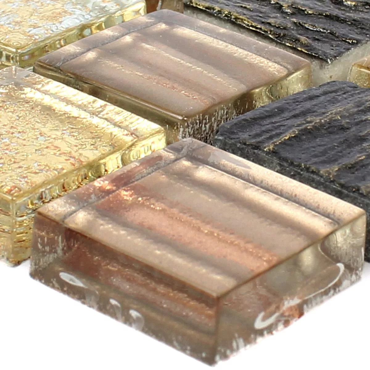 Uzorak Mozaik Pločice Staklo Kamen Mix Canova Zlatna Smeđa
