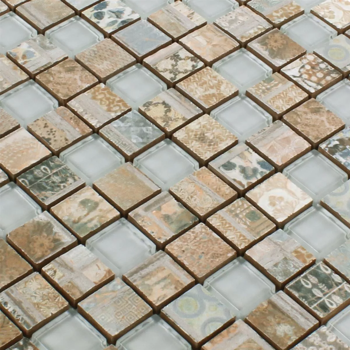 Mozaik Pločice Staklo Keramika Bellevue Smeđa Kvadrat