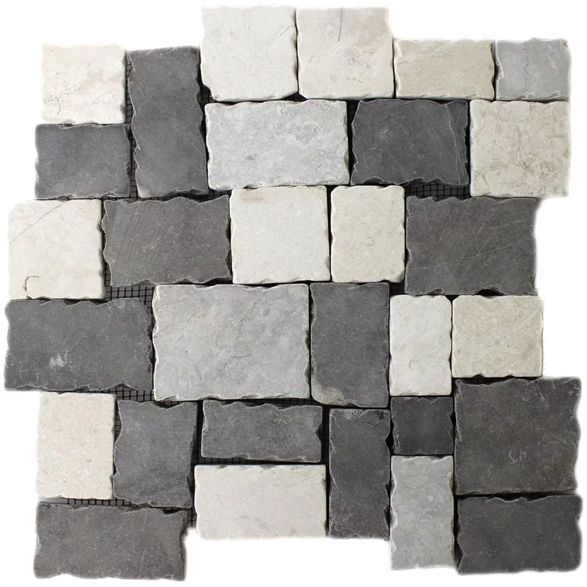 Uzorak Mozaik Pločice Prirodni Kamen Crna Siva Bež
