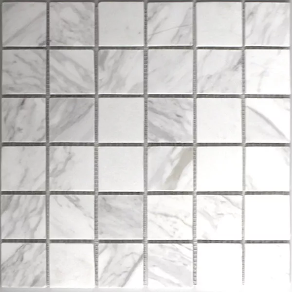 Mozaik Pločice Mramor 48x48x8mm Bijelo Polirano