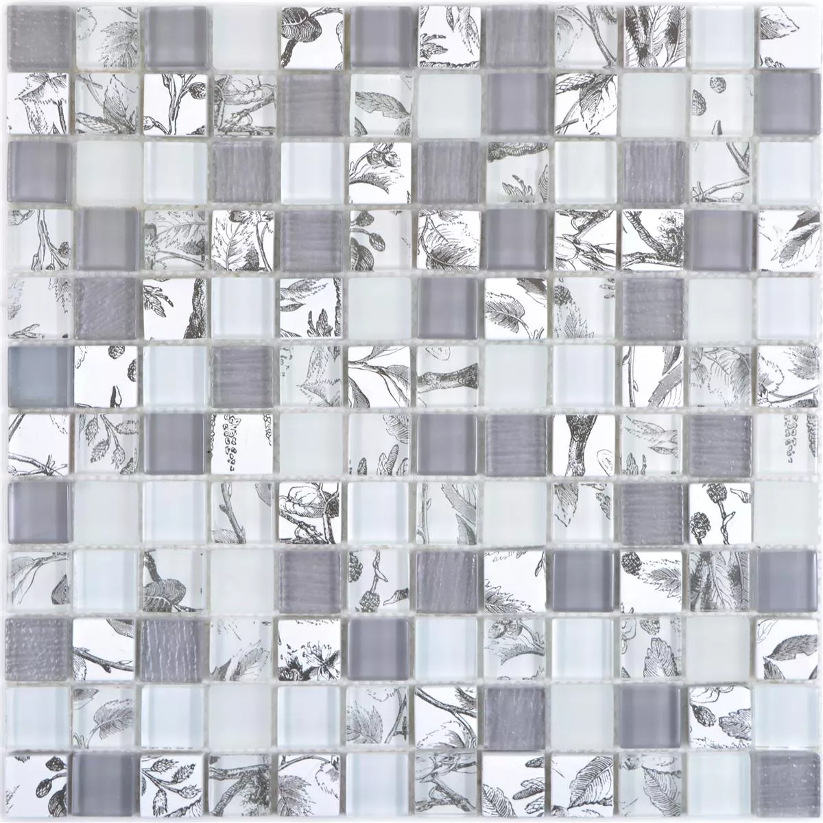 Stakleni Mozaik Pločice Cornelia Retro Izgled Bijela Siva