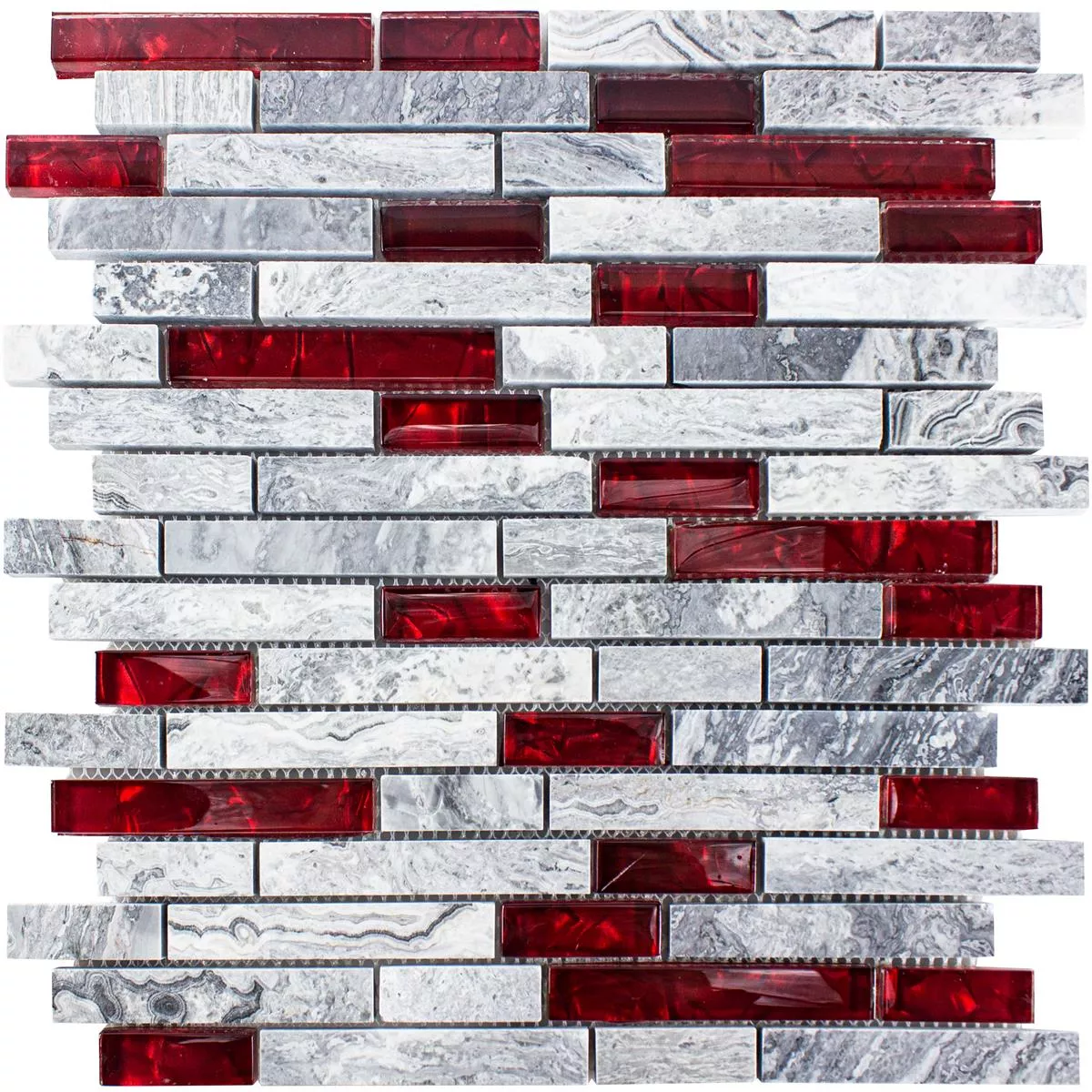 Mozaik Staklo Prirodni Kamen Pločice Sinop Siva Crvena Brick