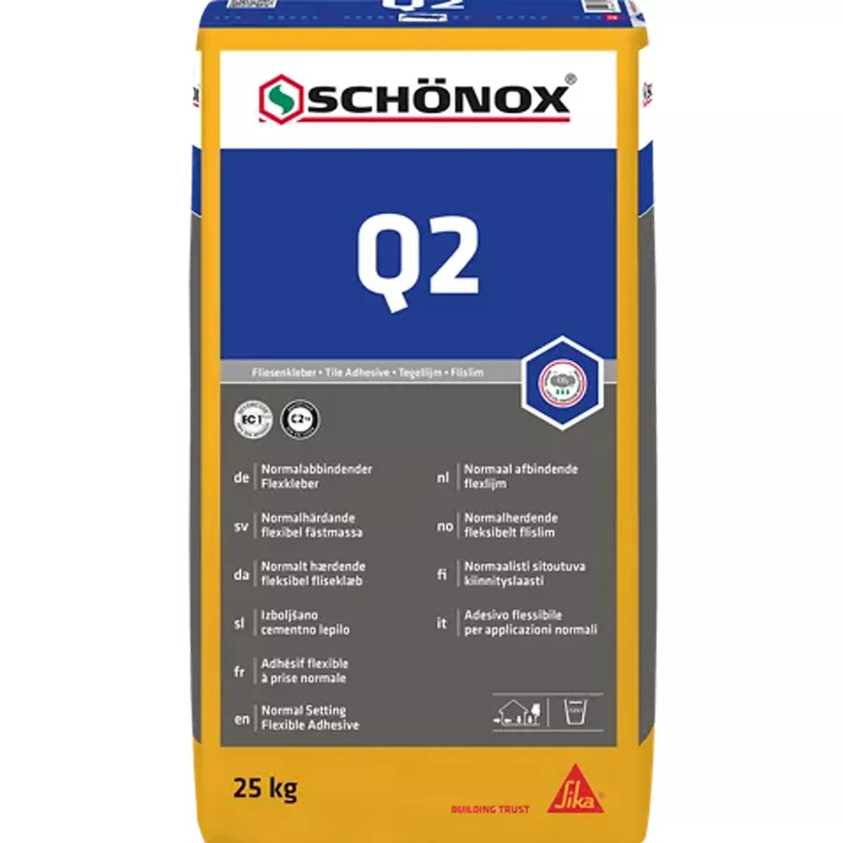 Schönox Q2 fleksibilno ljepilo za porculanski porculan i keramičke pločice C2TE (25 kg)