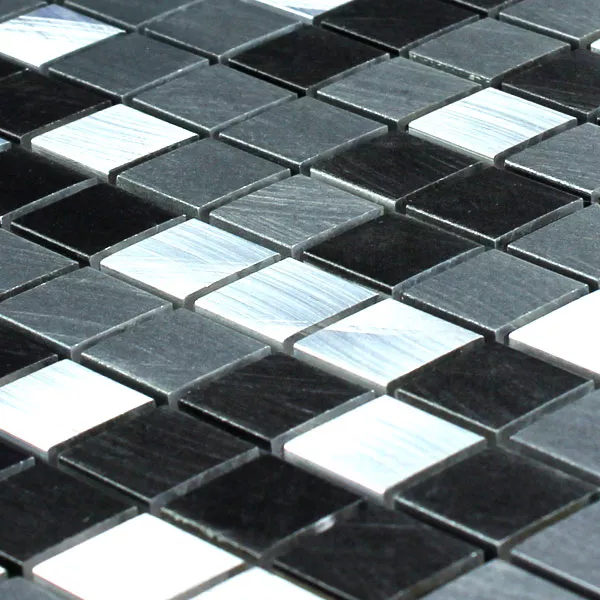 Mozaik Pločice Aluminij Crna Srebrna 15x15x8mm