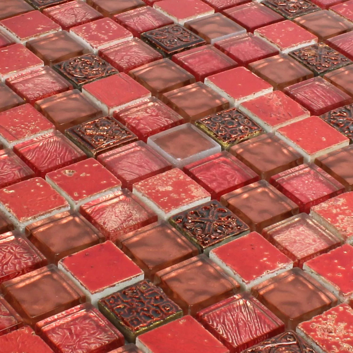 Uzorak Mozaik Pločice Staklo Prirodni Kamen Maya Red