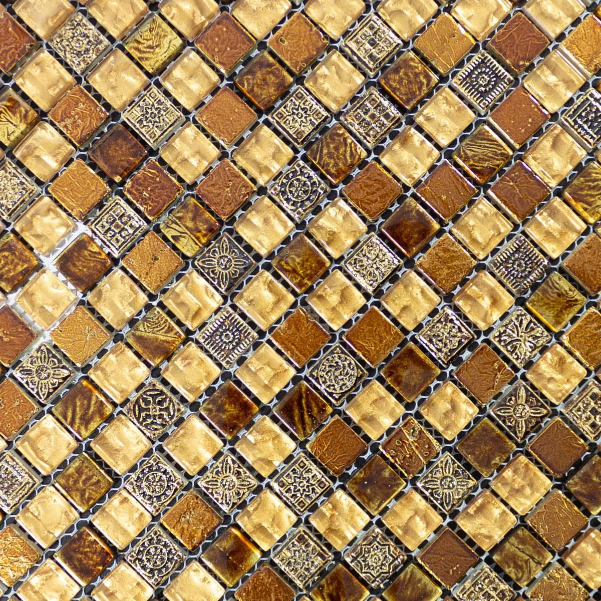 Staklo Mramor Mozaik Pločice Majestic Smeđa Zlatna